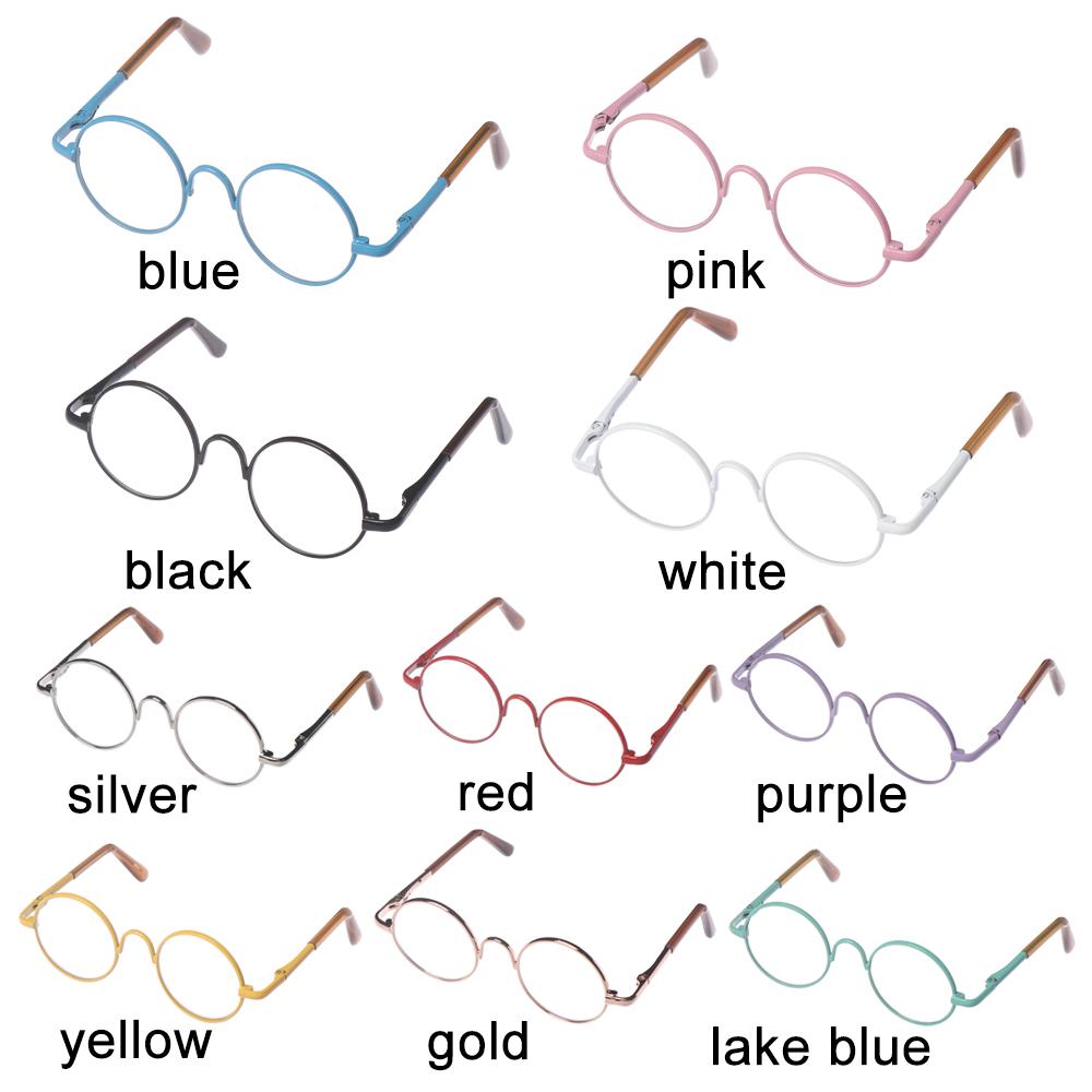 Miniature Doll Eyewear Classic Retro Metal Round Frame Spectacles Doll Toy Mini Glasses For 12/18 Inch Dolls Colorful Eyeglass