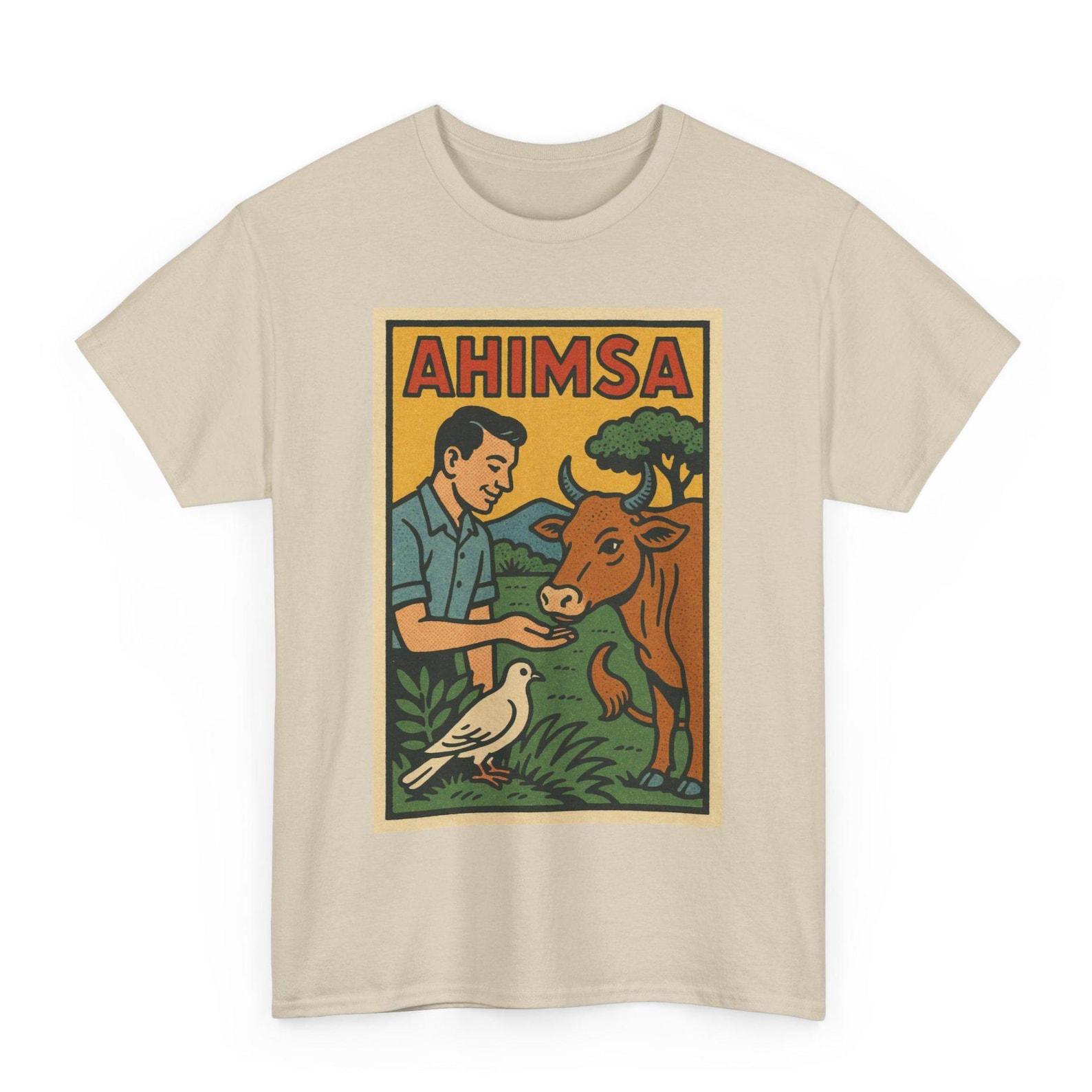 Ahimsa T-Shirt: Retro Comic Nonviolence Yoga Tee S