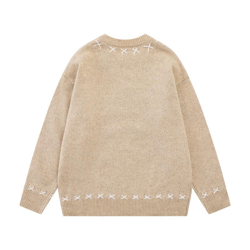 American Retro Cartoon Embroidered Knit Sweater Loose Fit Unisex Daily Wear