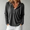 Women's Casual Loose Fit Long Sleeve Hooded Top with and Buttons for Everyday Wear