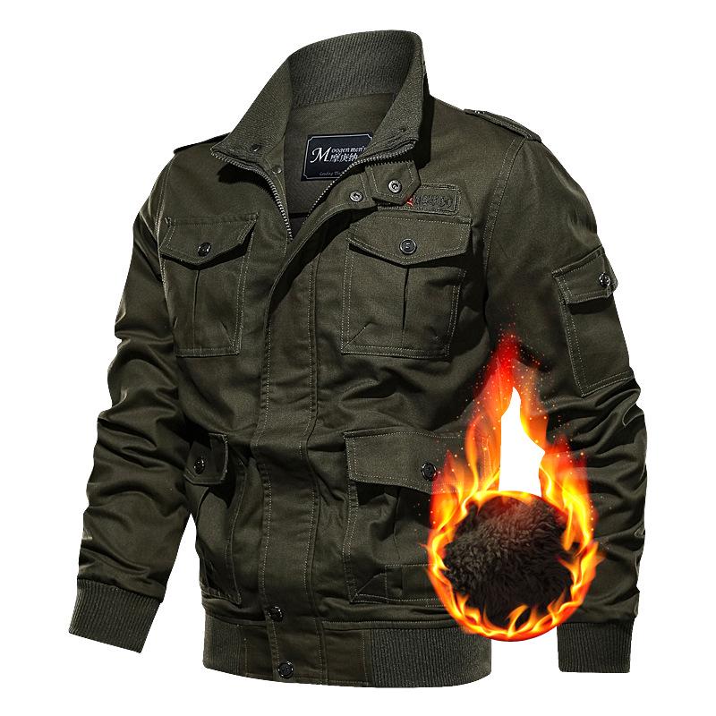 Fleece Thickened Large Size Loose Jacket, Casual Multi-pocket Middle-aged Coat for Men