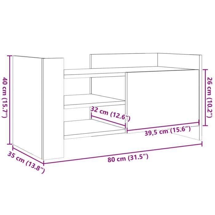 VidaXL Meuble TV sonoma gris 80x35x40 cm bois d'ingénierie, support TV, buffet TV, meuble multimédia, banc TV, armoire hifi, 848372
