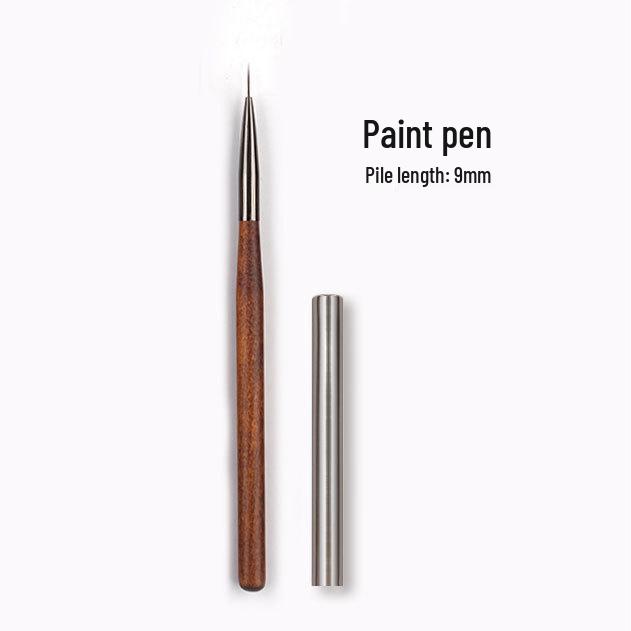 Sada štětců na nehtové umění ze santalového dřeva: Kulaté a ploché gelové štětce, liner, pro přechody, krajky a tečkování