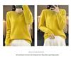 Women's Round Neck Solid Jacquard Wool Pullover Sweater - Autumn/Winter Casual Knitted Top