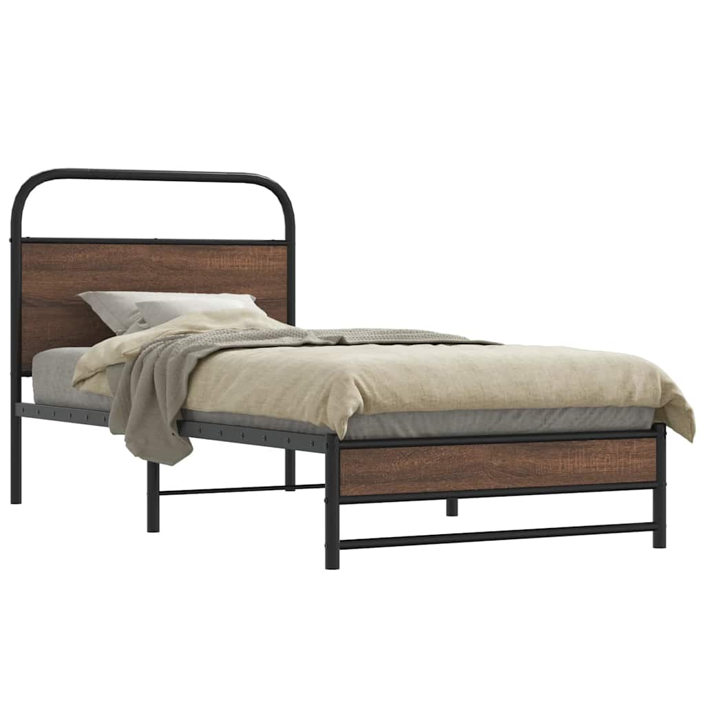 Bed Frame without Mattress 100 x 190 cm Brown Oak Effect
