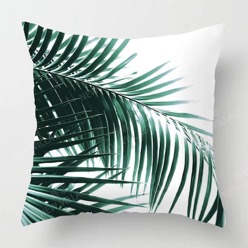 Nordic Fall Home Decor Autumn Throw Pillow Case Sofa Cushion Cover Modern 45X45Cm 45*45 50X50 60X60Cm 40*40Cm Leaf Plant Green
