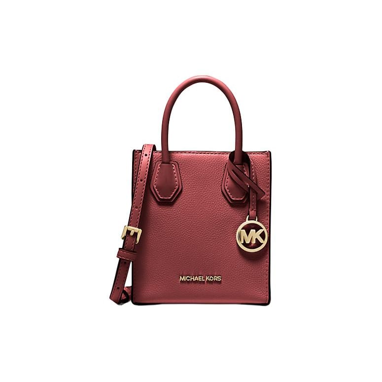 Michael Kors Mercer Litchi Grain Leather Handbag, Shoulder Bag, Crossbody Bag Regular Women's Deep Cherry 35S1GM9T0L-DARK CHERRY