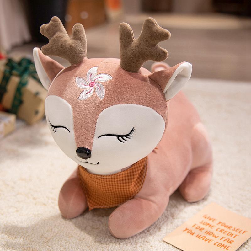 Cute Party Sika Deer Doll Plush Toy Deer Doll Children Soothing Rag Doll Girl Birthday Gift