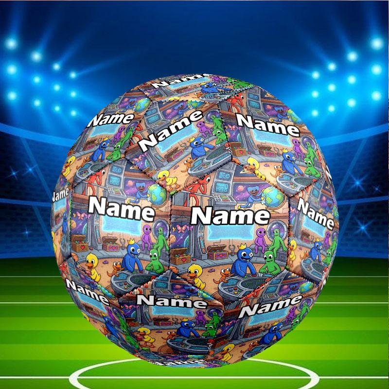 Custom Name Personalized Game Rainbow Friends Print Size 5 Soccer Ball Training & Match Football, for Team, Kicking, Gift for Football Enthusiasts