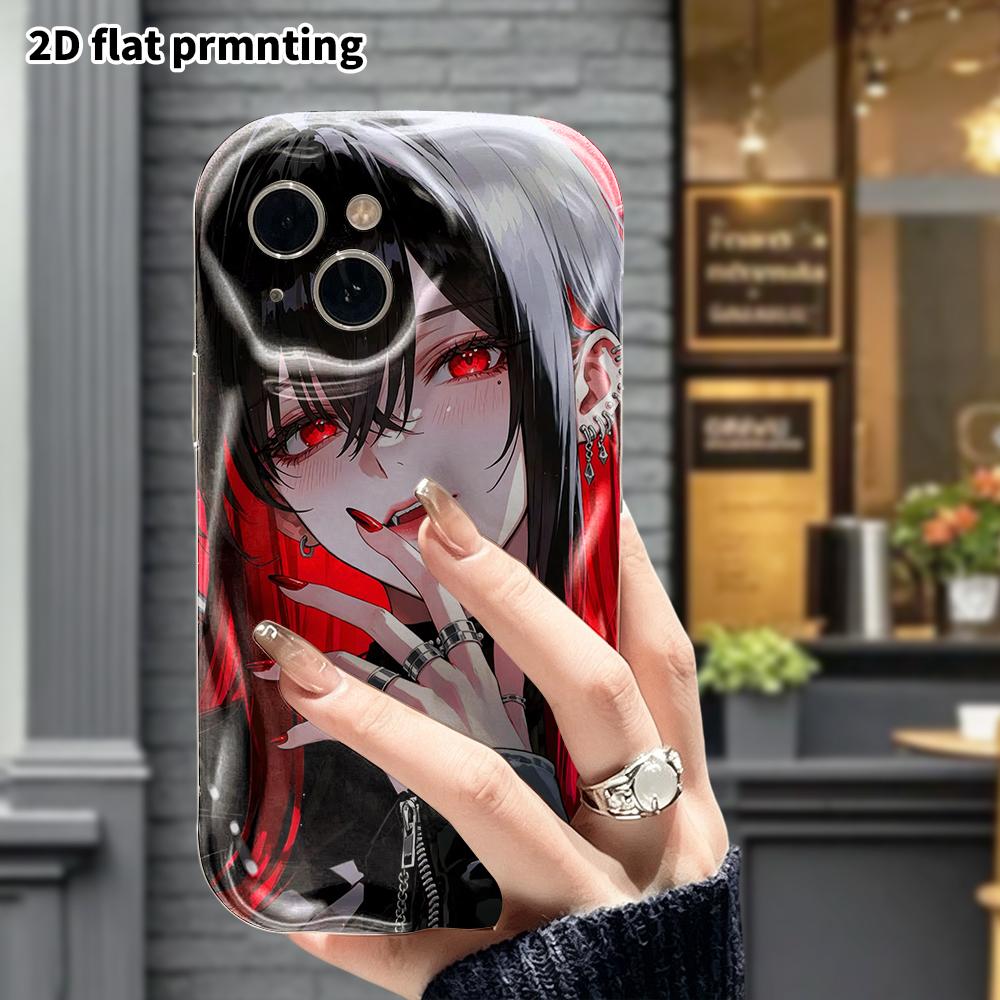 Phone Case: 2D flat, suitable for iPhone 18 17 16 15 14 13 12Pro protective case, vampire girl, perfect Christmas and Halloween holiday gift