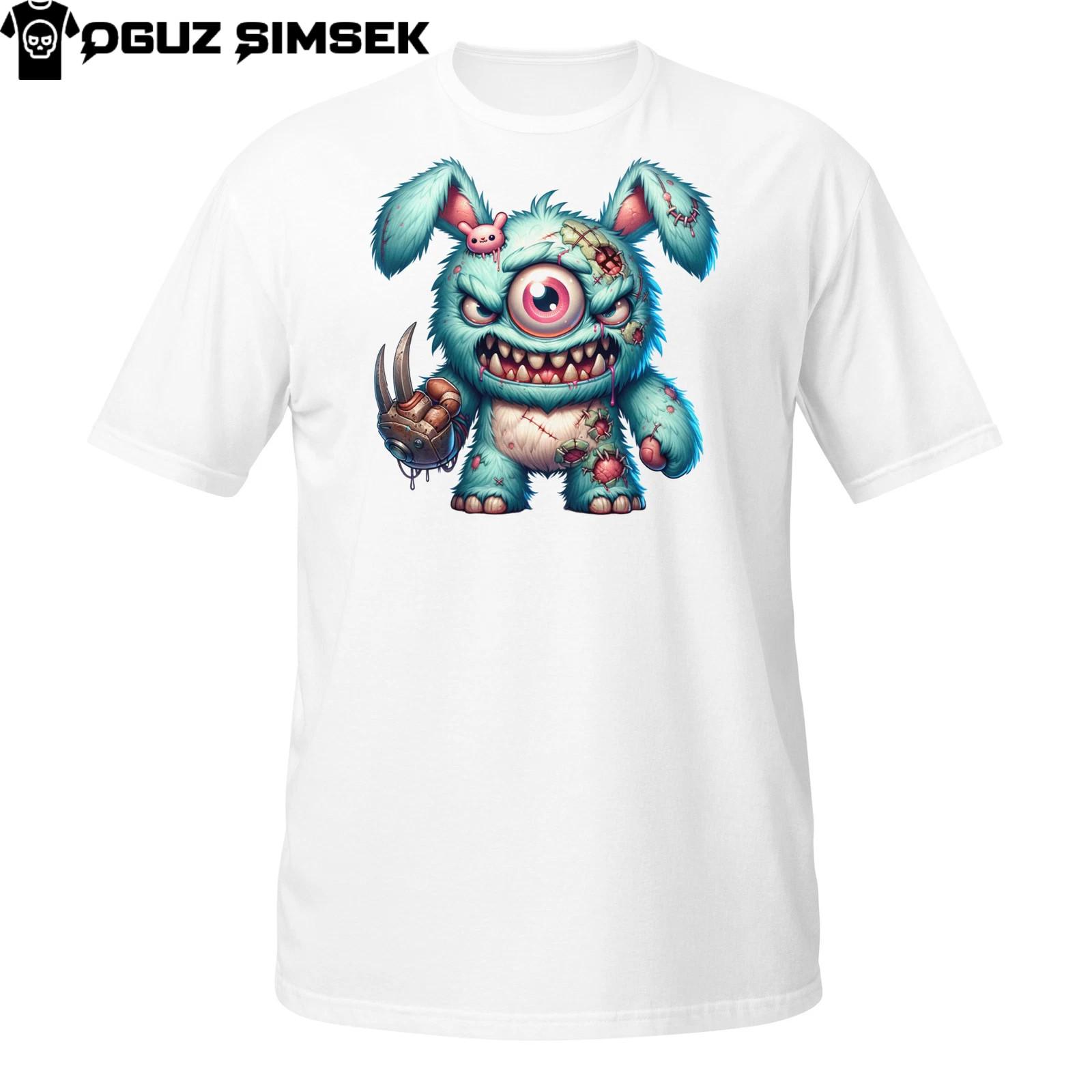 One-Eyed Monster Bunny T-Shirt Mens Womens Tees Top | Creepy Cute Plush Horror Design | Pastel Goth XL
