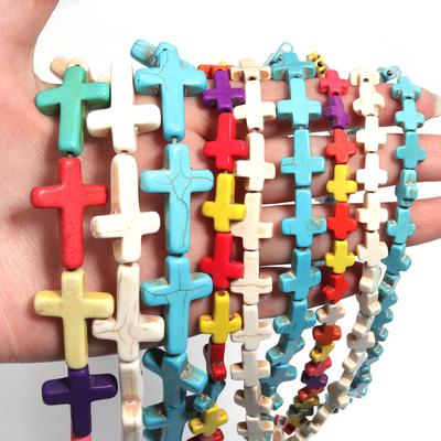 Natural Turquoise Stone Beads Colorful Cross Shape Loose Spacer Beads For Jewelry Making DIY Charm Bracelet Necklace Accessories