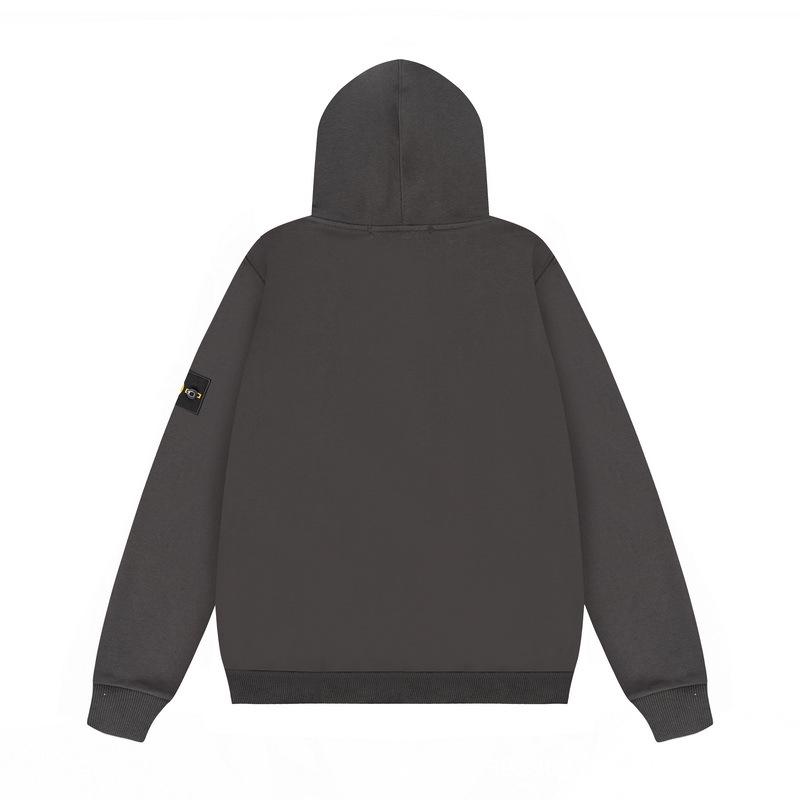 STONE Classic Solid Color Hooded Long-Sleeve Unisex Jacket with Badge – Trendy Island Style for Couples