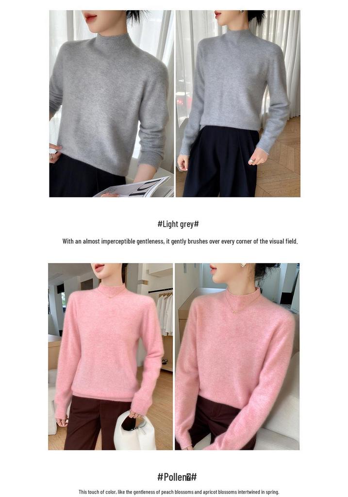Luxury Women's Cashmere Half-High Collar Sweater, Light and Skin-Friendly, Perfect for Autumn and Winter
