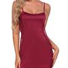 Rochie de noapte europeană și americană nouă din mătase artificială, culoare uni, cu dantelă laterală, cu bretele