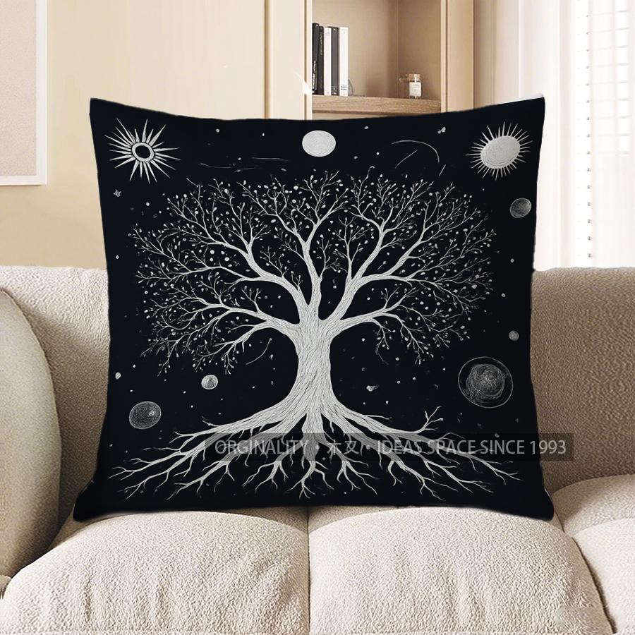 Home Decor Cosmic Tree With Planets And Stars Pillow Cover Pattern Cushion Cover Suitable For Sofa Bedroom Car Pillow Cover