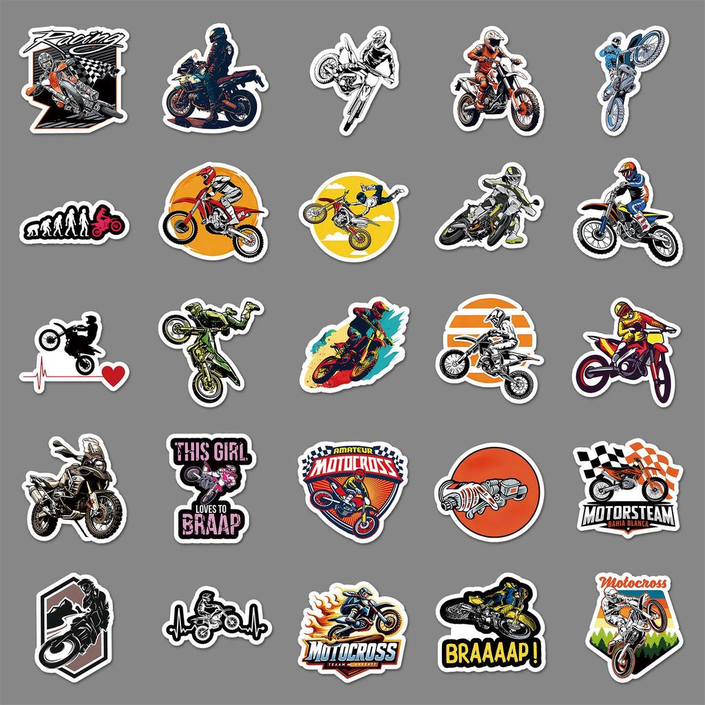 Waterproof Off-Road Motorcycle Racing Stickers: 50 Cool, Decorative Sheets for Suitcases