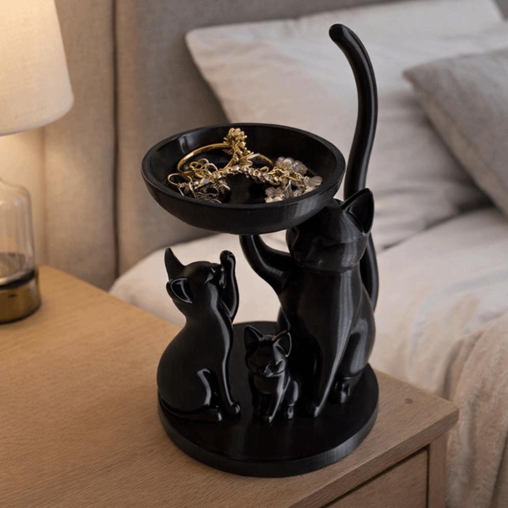 Decorative Cat Jewelry Tray Cartoon Desktop Ring Holder Large Capacity Key Tray  Bedroom Decor