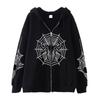 2023 Cross-border spider web zipper foreign trade sweater street tide spring and autumn hoodie American retro casual coat women