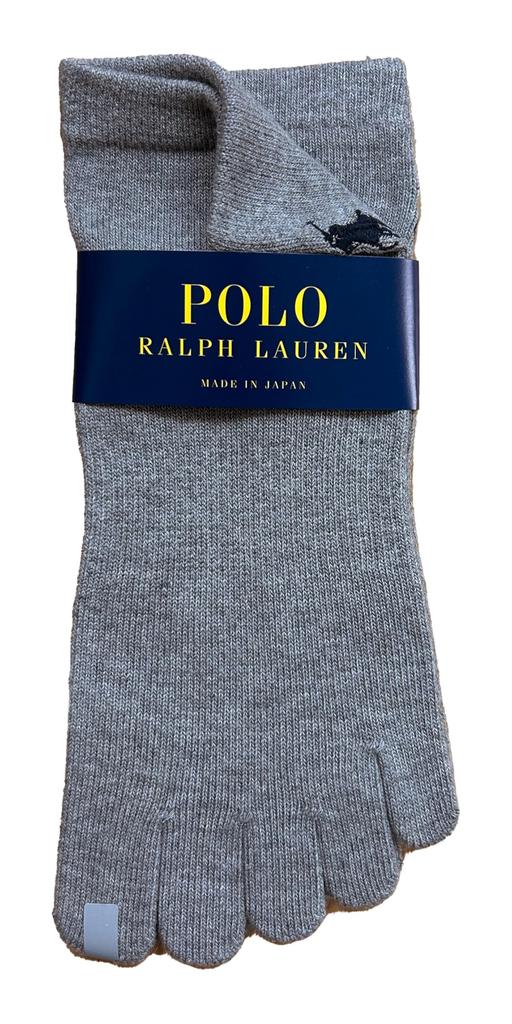 POLO RALPH LAUREN Herren 5-Zehen Kurze Golfsocken, Baumwollmischung, mit Stickdesign, Grau, 2er-Set