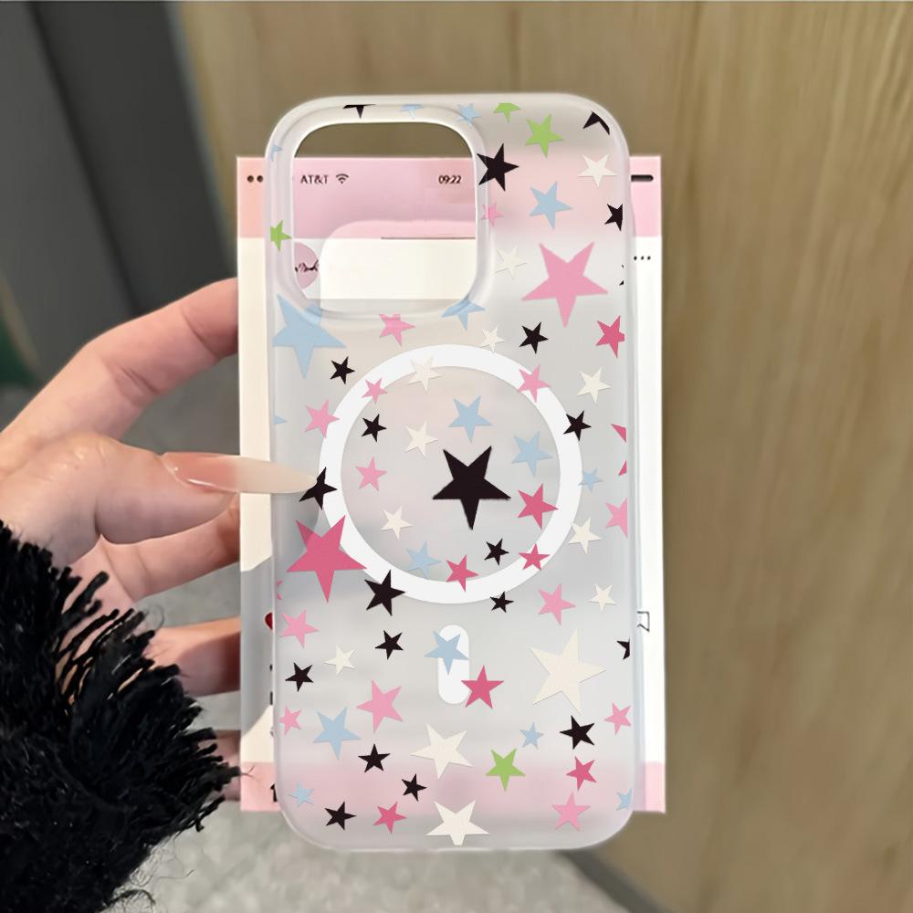 Full color star magnetic matte phone case for apple 17promax/16 /15 /14/13 personality