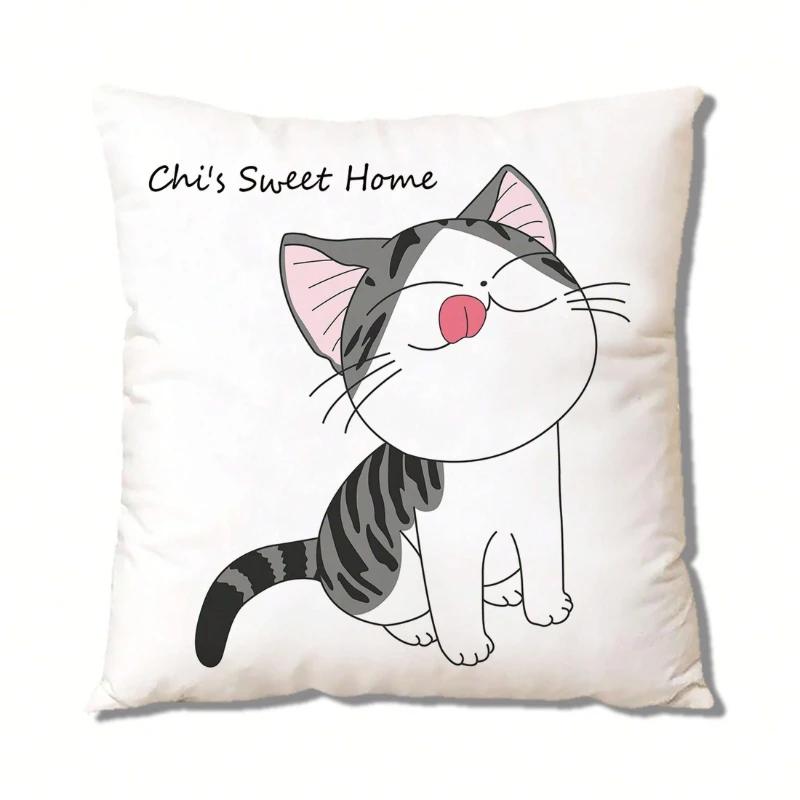 Tecknad Kattmönster Kuddfodral Vardagsrum Soffa Dekor Hem Stol Bil Sovrum Dekorativt Kuddfodral Mjukt Prydnadskuddfodral