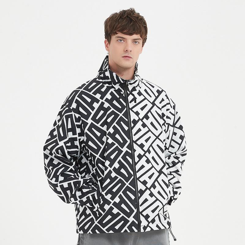 

Персонализированная куртка в стиле колор-блок с воротником-стойкой и кулиской, мужская спортивная куртка свободного кроя для пар M чёрный