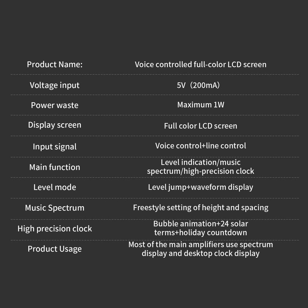 High Precise Sound Display Clock Featuring Music Spectrum Visualization Suitable for Home Studio Systems Various Setting
