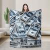 One Hundred Dollar Bills Warm Soft Blanket  Funny Travel Office Throw Blanket Couch Chair Flannel Bedspread Sofa Bed Cover