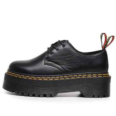 Dicke Sohle Loch Doppelreihe Martin Schuhe Damen Low-Top, Leder Rundkopf Casual Student Muffin-Boden Kurze Stiefel Damen