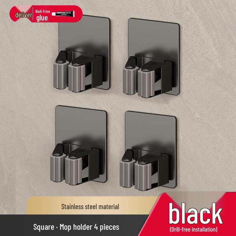 MDNG Suction Cup Wall-Mounted Mop Holder Clips