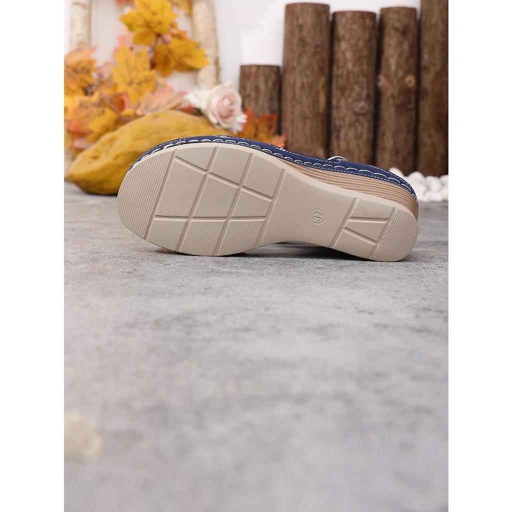 Sandali Estivi da Donna con Tacco Alto, Scarpe Zeppa Morbide con Cinturino Magico, Scarpe Piatte Casual Aperte Comode e Morbide, Adatte per Viaggi, Campeggio