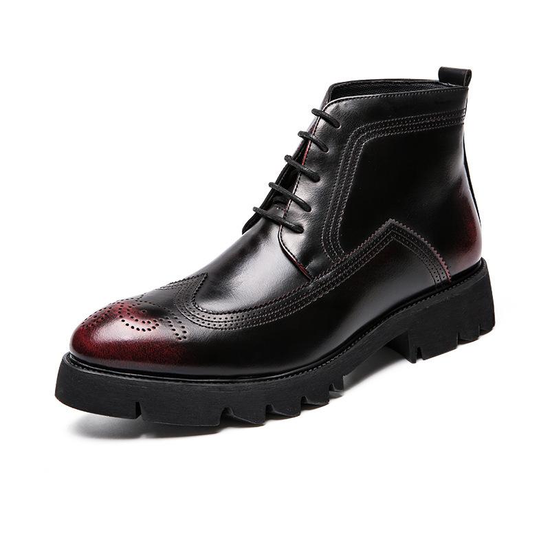 

2025 новые внешнеторговые ботинки мартин мужские короткие ботинки повседневные высокие кожаные ботинки мужские броги кожаные ботинки 44 красный