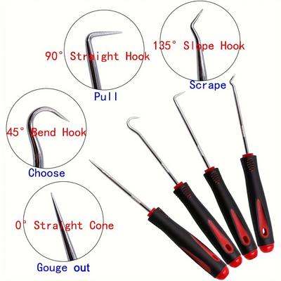 4pcs Pick and Hook Set Car Auto Oil Seal/O-Ring Seal Gasket Pick Hook Puller Remover Tire Stone Cleaning Auto Maintenance Tools