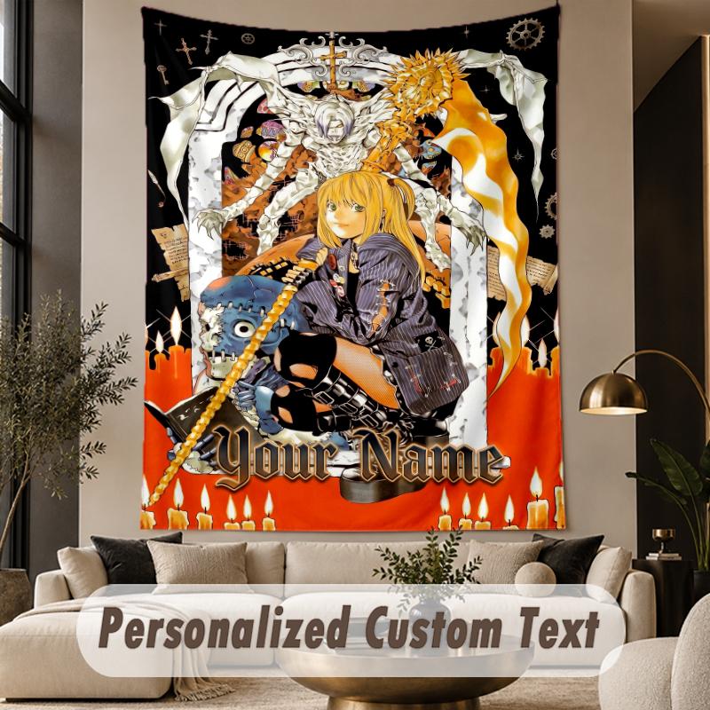 Custom Text Printed Tapestry Death Note Pattern Large Wall Hanging Indoor Room Decor