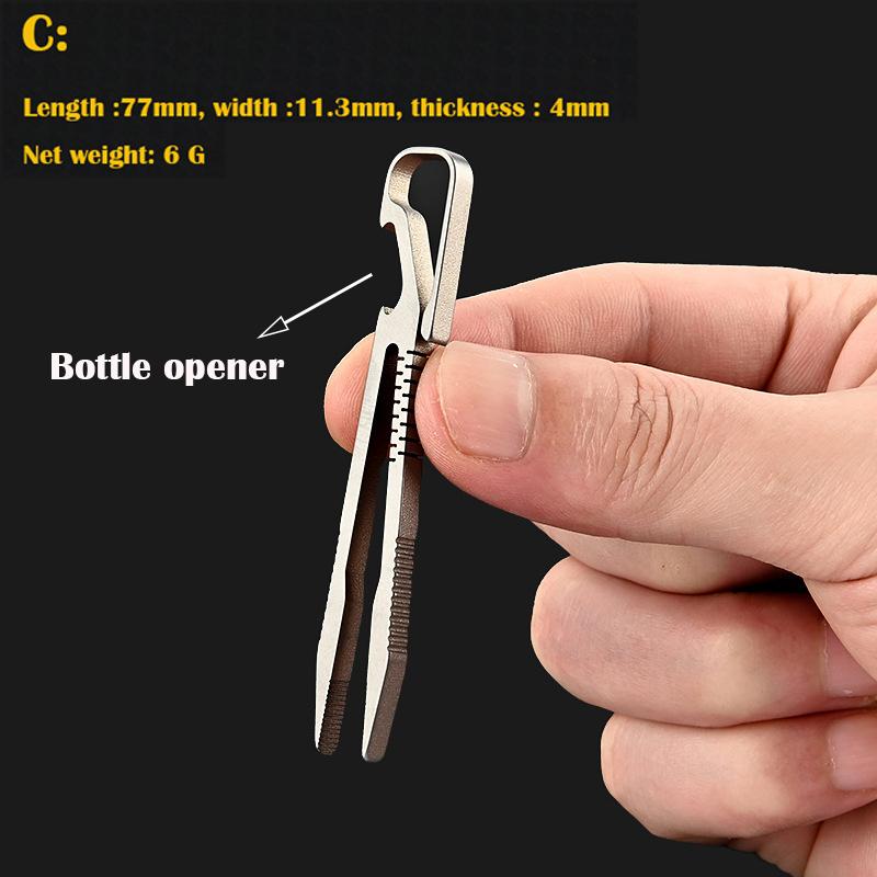 TC4 Titanium Alloy Tweezers Pick Up Clamping EDC Multipurpose Gadget Professional Outdoor Tool Bottle Opener Crowbar