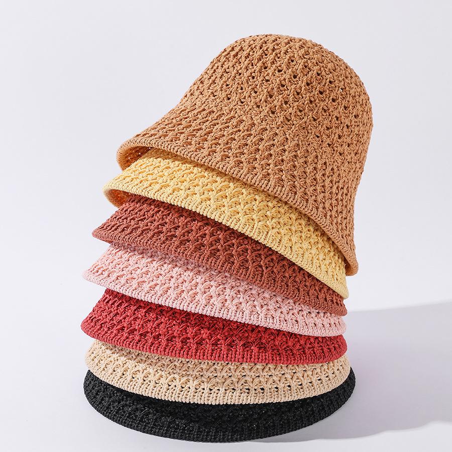 Versatile Hat Style Straw Woven Solid Color Exquisite Female Sunshade Fisherman Hat