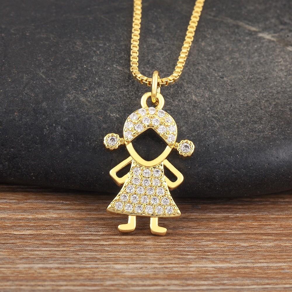 Classic Zircon Pendant Necklace Sparkling Zircon Pave Crystal Necklace  for Women Men