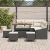 Ensemble de 9 pièces de canapés de jardin avec coussins Noir Rotin Poly Acacia, Canapé de jardin 2 places avec coussins Noir 3362660