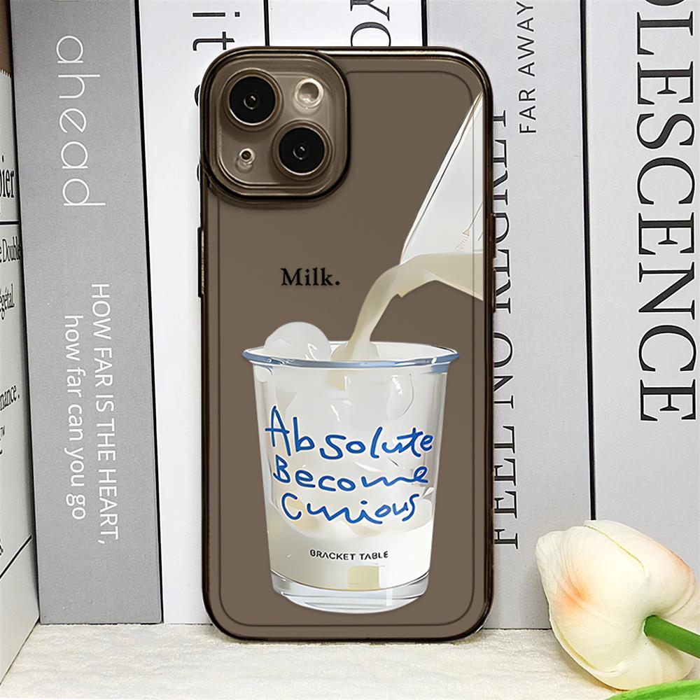 Funny Iced Coffee Phone Case for IPhone 16 15 14 12 11 Pro 13 Max Mini XR X SE4 7 8 16 Plus Cute Cartoon Matcha Milk Clear Cover