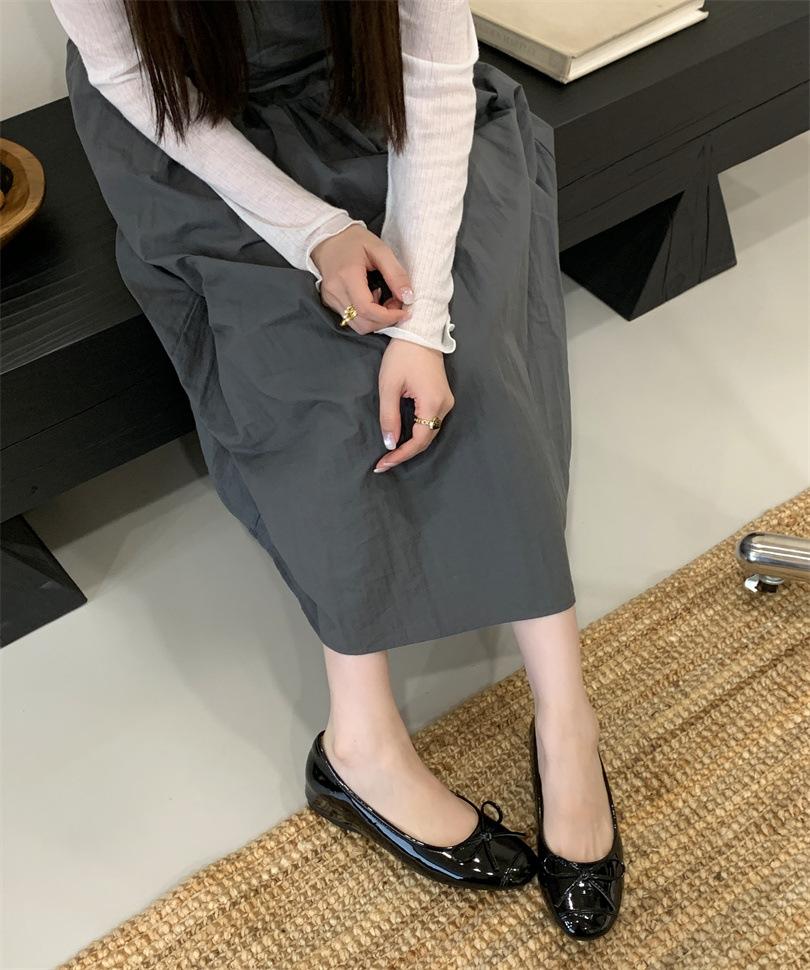 2025 New Spring and Autumn French Fragrance Nude Soft Bottom Light Mouth Four Seasons Evening Bow Flat Sole Single Shoes Women Lightweight