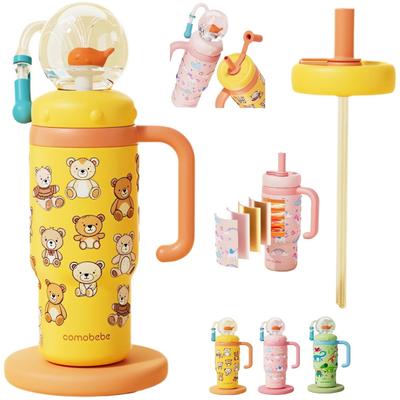 Whale Fountain Tumbler 710ml Stainless Steel Drinking Cup with Fun Fountain Effect Leak-Proof Spill-Proof Straw Cup for Kids Adults