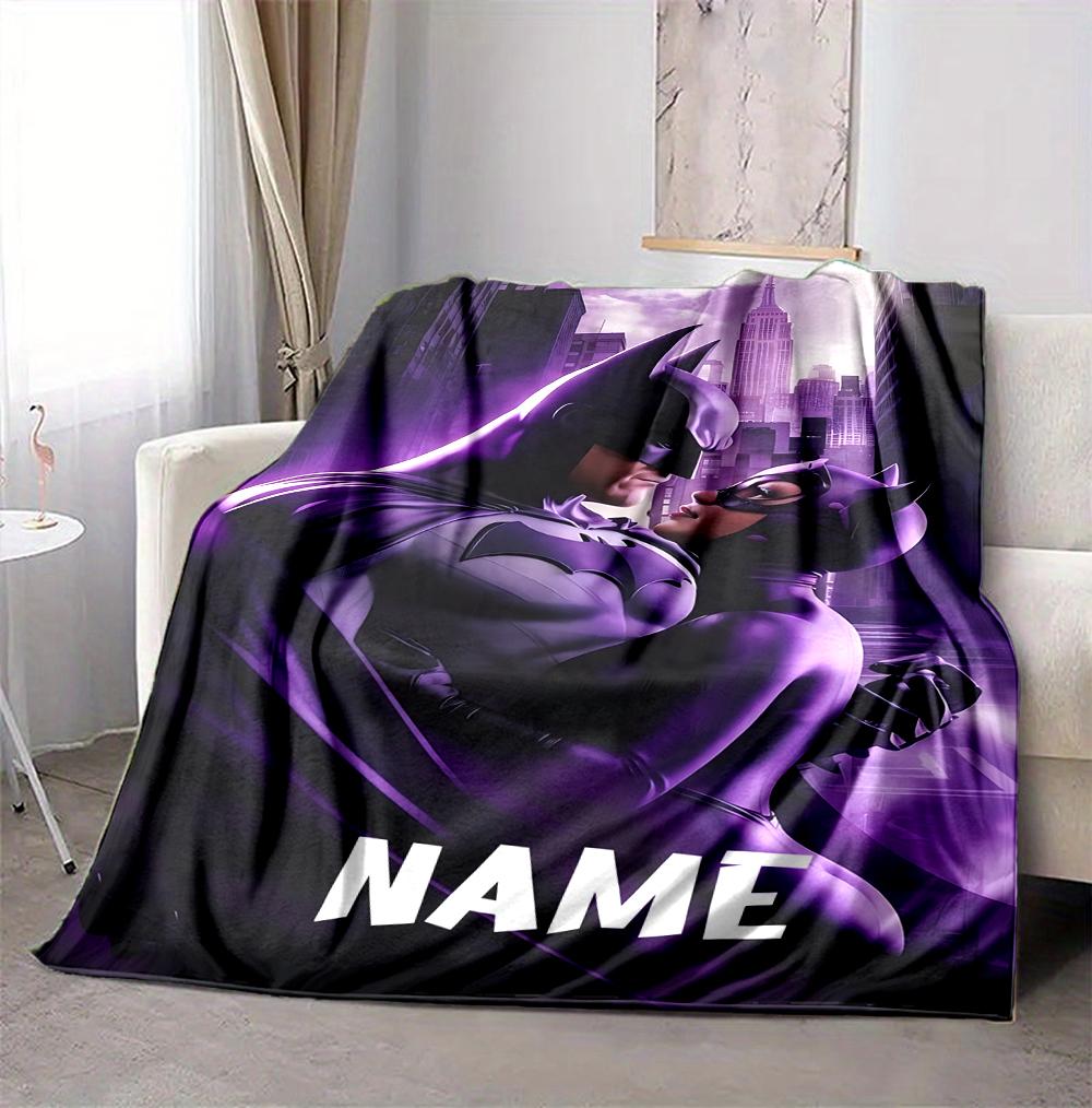 Custom Name Batman Catwoman Flannel Blanket Throw Blanket Soft Warm Sofa Bed home Decor Unique Gift