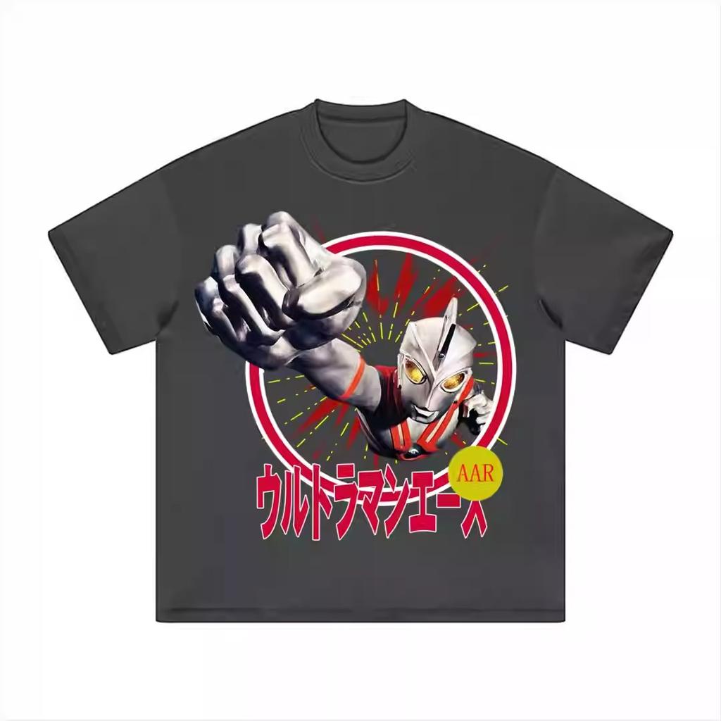 Ace Ultraman, Sun Man, Monster, Retro Street Art Pure Cotton Digital Direct Injection Men's and Women's Short Sleeve T-Shirt