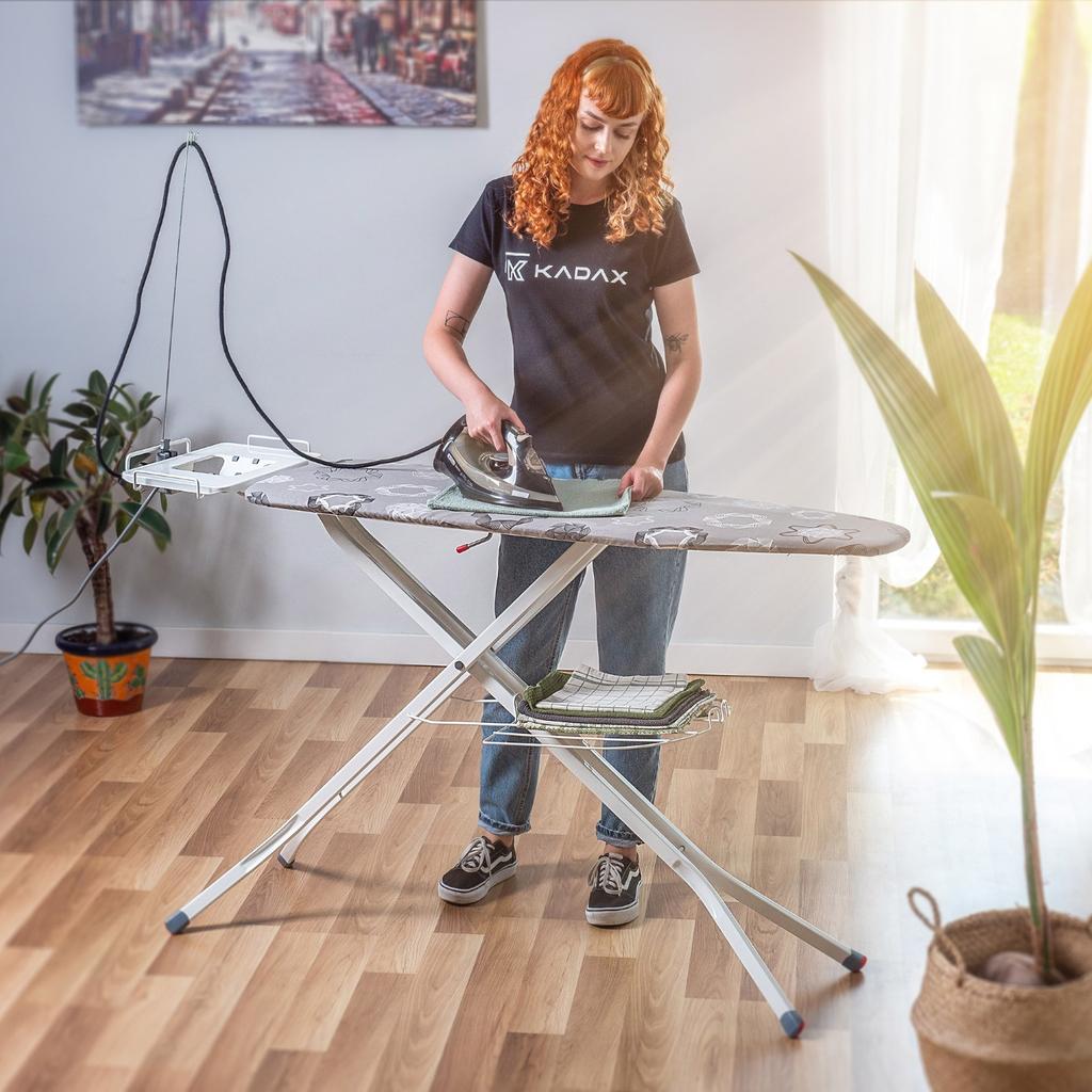 KADAX Deska Do Prasowania 120x38cm szeroki Blat Składana Uchwyt Na Żelazko