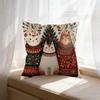 1pc Nordic Style Cushion Cover Red Green Cat Print Pillowcase For Sofa Bed Decorative Throw Case 45x45cm