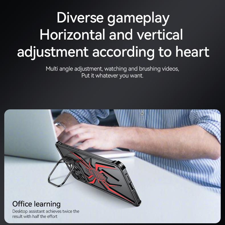 Чехол для телефона без оправы из алюминиевого сплава с полым пауком для iPhone 15 14 13 — фото 14