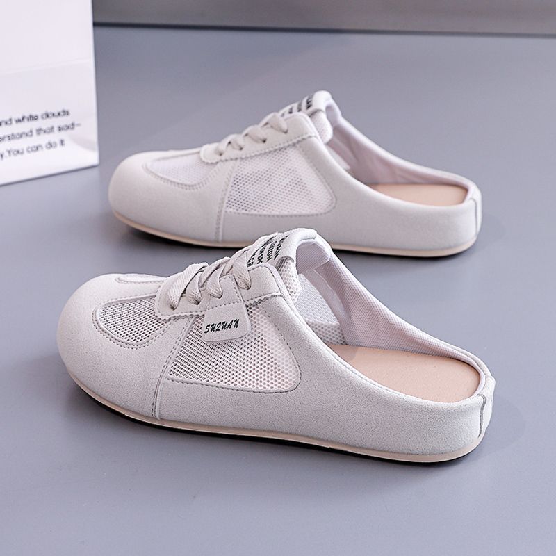 

Baotou half slippers women s new summer breathable mesh versatile flat bottom lightweight soft bottom outer wear sandals 35 світло-сірого кольору