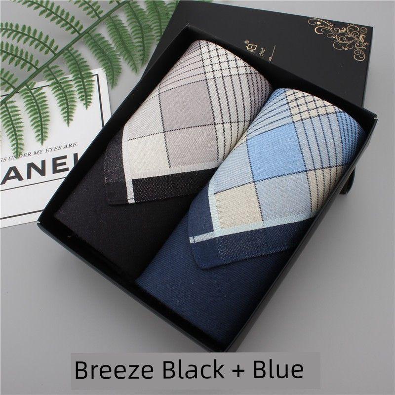 

Деловой Джентльмен Мужской Полностью Хлопковый Носовой Платок Низкоуглеродный Экологически Чистый Хлопковый Тонкий Тканевый Носовой Платок Мягкое Полотенце для Вытирания Пота Подарочная Коробка Breeze black Gray + Blue