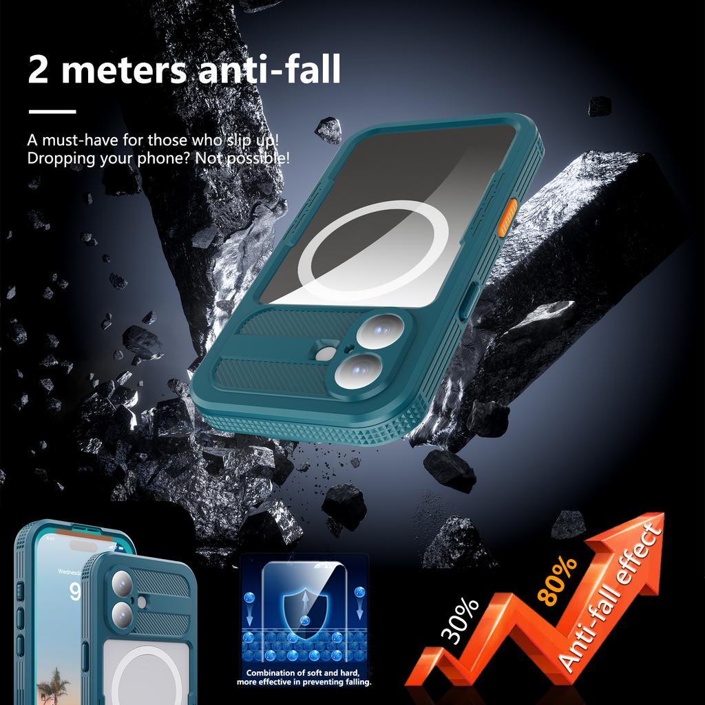 REDPEPPER Pro iPhone 17 Vodotěsné pouzdro IP68 Průhledný zadní kryt na telefon Kompatibilní s MagSafe